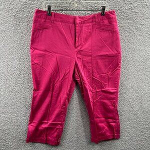 212 Collection Womens Crop Pants 16 Pink High Rise Zip Front Capris Stretch‎